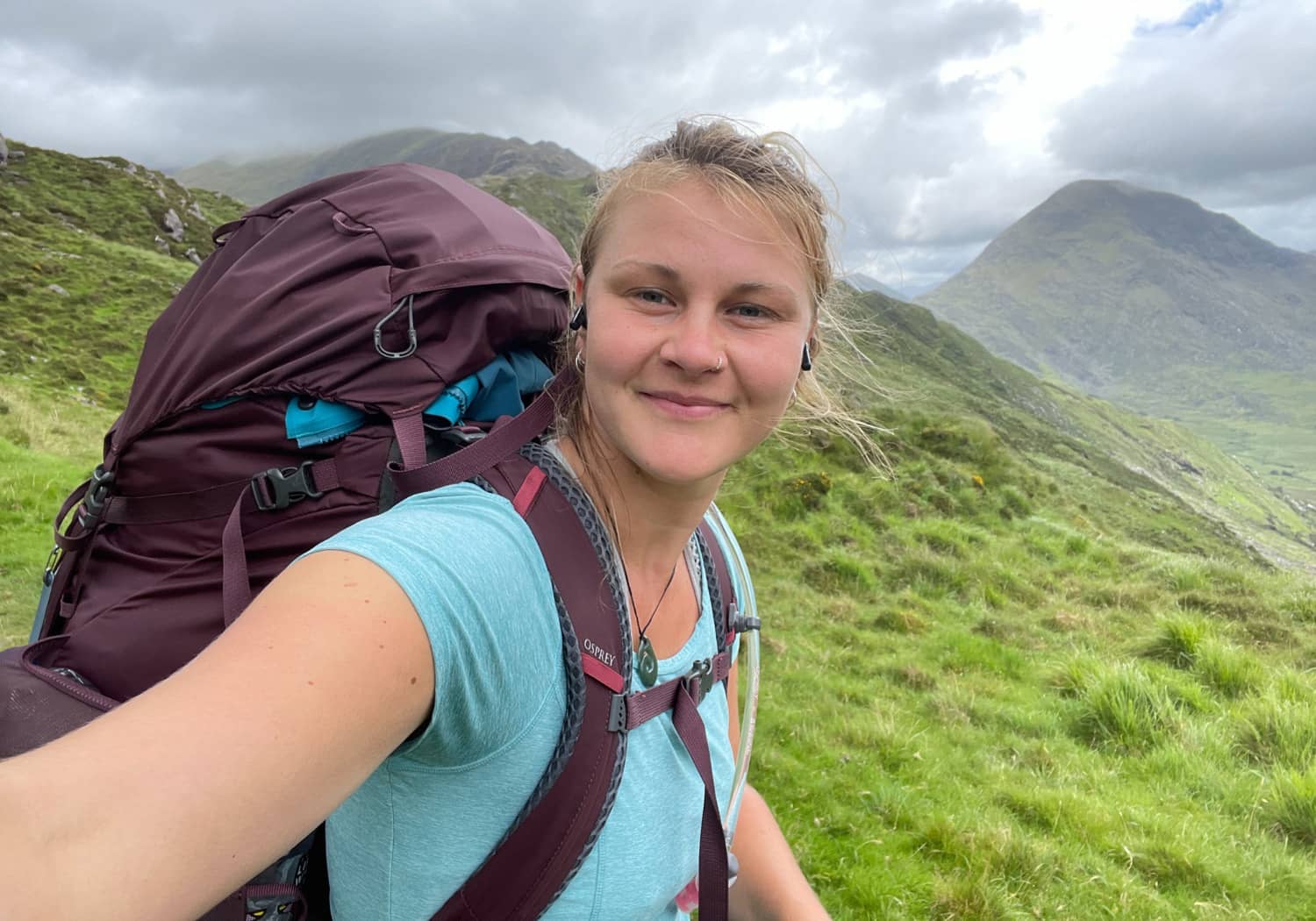 Ella Staden at the start of a solo hike along the west coast of Ireland