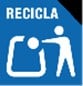 Blue recycling bin icon for paper and cardboard