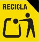 Yellow recycling bin icon for plastic and metal