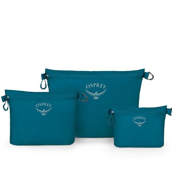 side view of the Ultralight Zipper Sack Set in color waterfrontblue