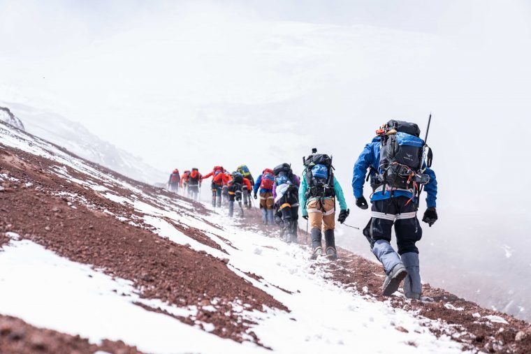 A group of climbers with Climbing for ROMP on Cotopaxi