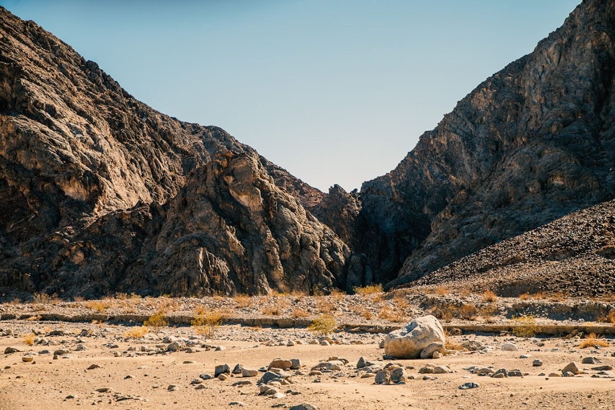 A landscape view of Death Valley National Monument terrain