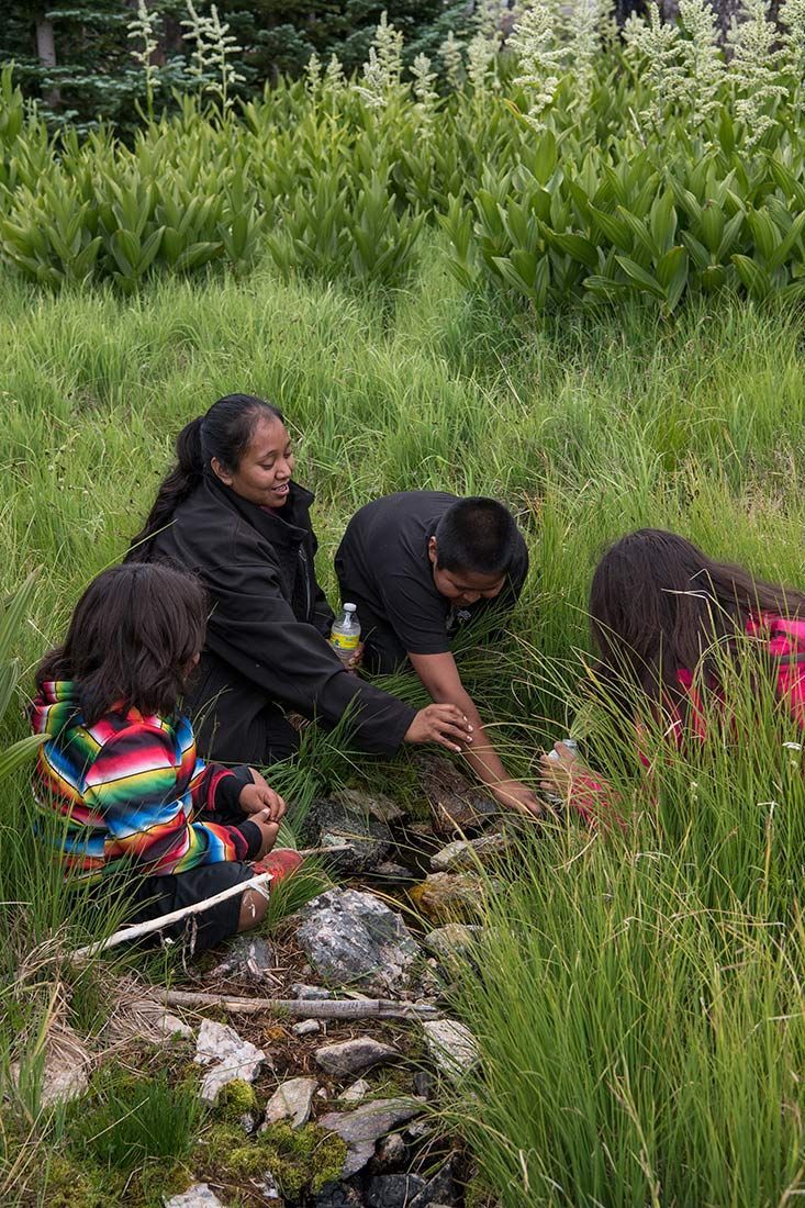 A group of kids exploring in nature