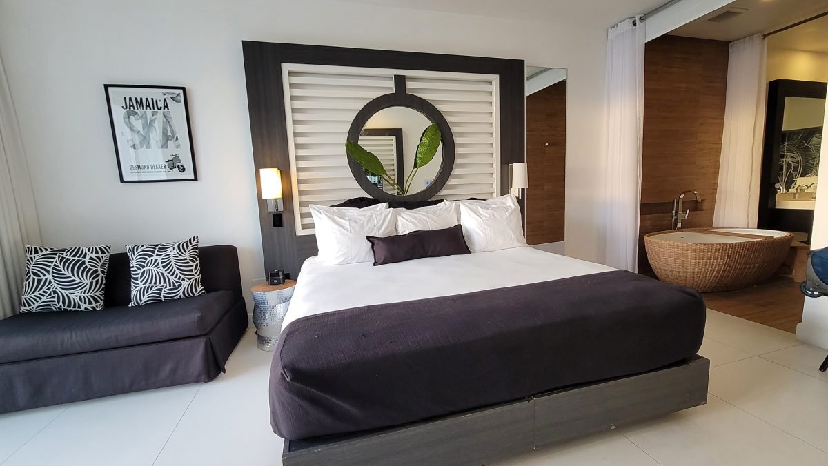 A view of a resort bedroom