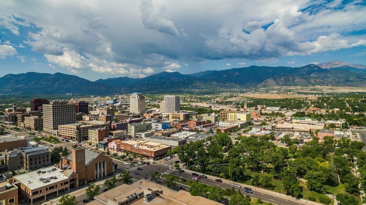 A birds eye view of Colorado College in Colorado Springs
