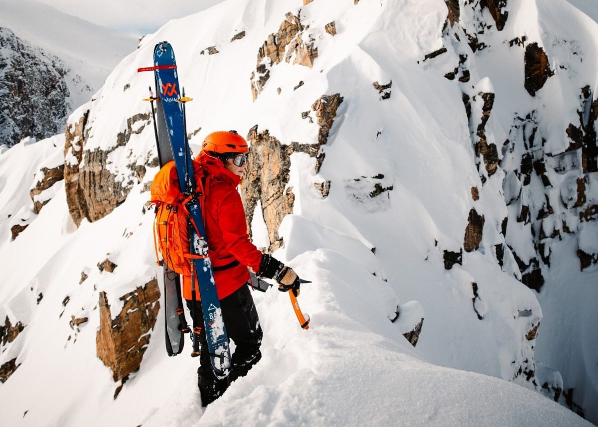 Osprey Athlete Madison Rose in her full gear navigating an ascent