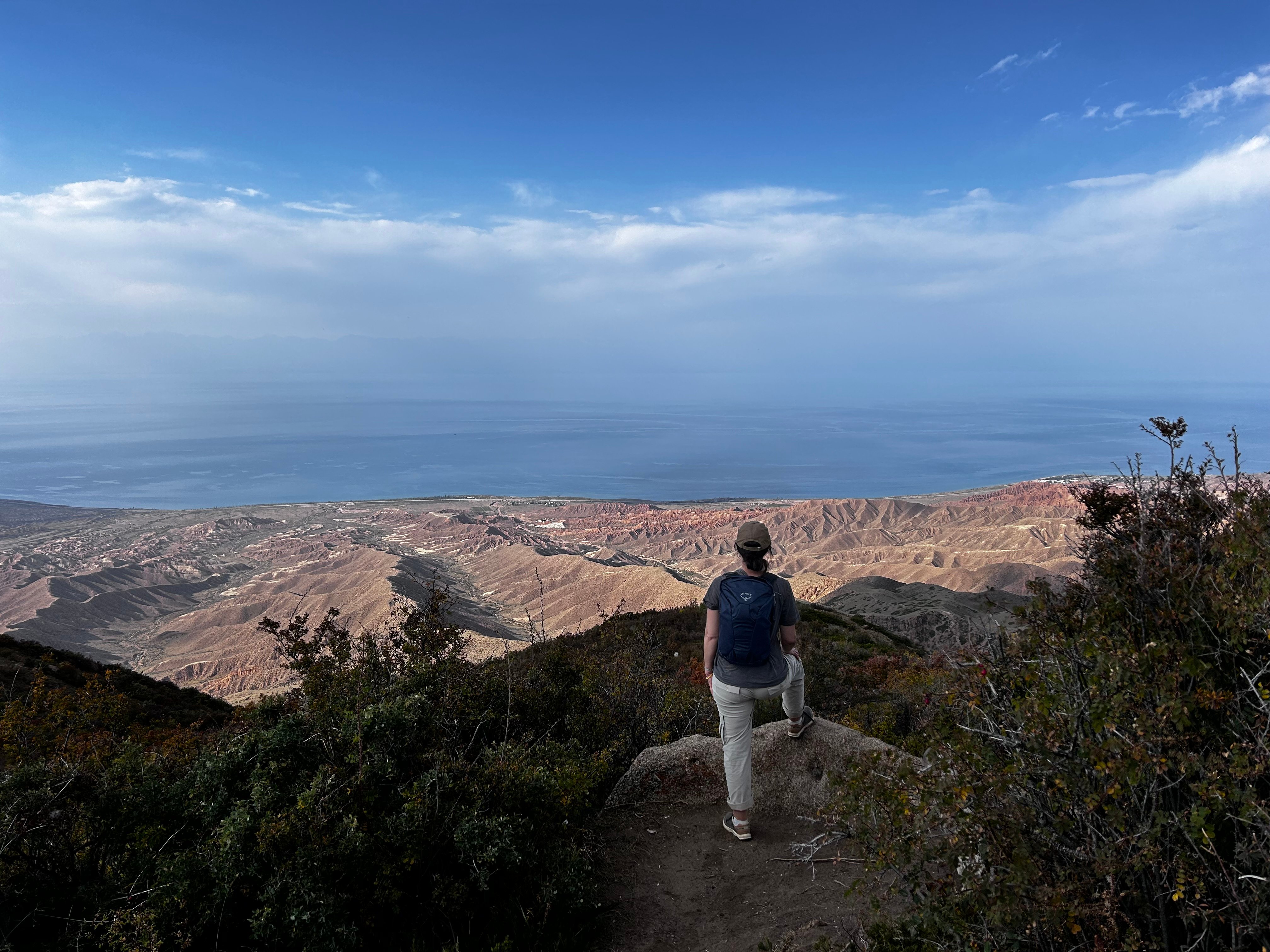 Overlooking Issyk Kul lake.